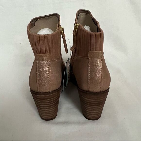 TOMS "Sadie" Rose Gold Metallic Leather Shoes Booties 6.5 - Picture 5 of 8